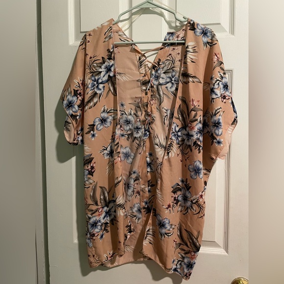 Nude Floral Print Kimono - Picture 5 of 7